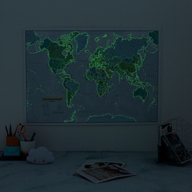 Wereldkaart Glow in the dark world map, 84 x 60 cm | Maps International