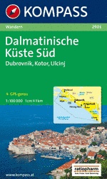 Wandelkaart 2903 Dalmatinische Küste Süd Dubrovnik - Kotor - Ulcinj | Kompass