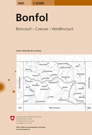 Wandelkaart - Topografische kaart 1065 Bonfol | Swisstopo