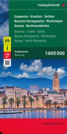Wegenkaart - landkaart Slovenië - Kroatië - Servië - Bosnië-Hercegovina - Montenegro - Kosovo - Noord Macedonië | Freytag & Berndt