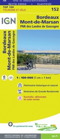 Fietskaart - Wegenkaart - landkaart 152 Bordeaux - Mont de Marsan  | IGN - Institut Géographique National