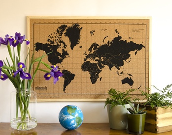 Wereldkaart van kurk World Map Corkboard 70 x 50 cm | Milimetrado