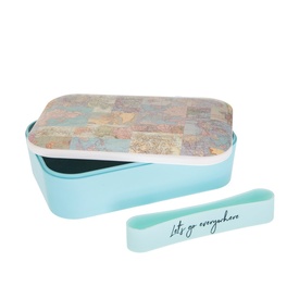 Kadotip Lunchbox Vintage Map Collage Bamboo Lunch Box | Sass & Belle