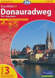 Fietskaart 3 Eurovelo 6 Donauradweg Ulm - Regensburg | BVA BikeMedia