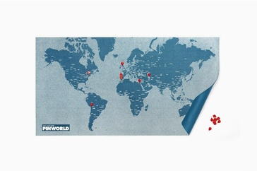 Wereldkaart - Wereldkaart op canvas Pin world wall map - blauw large | Palomar