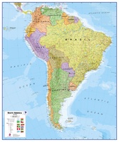 Zuid Amerika - South America political, 120 x 100 cm