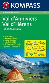 Wandelkaart 115 Val d'Anniviers - Val d'Hérens | Kompass
