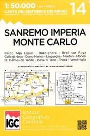 Wandelkaart 14 San Remo, imperia Monte Carlo | IGC - Istituto Geografico Centrale