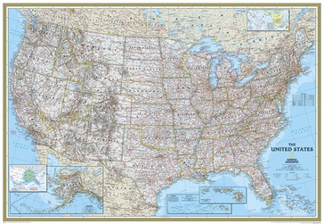 Wandkaart USA - Verenigde Staten, politiek, 110 x 77 cm | National Geographic