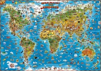 Wereldkaart voor kinderen, 140 x 100 cm