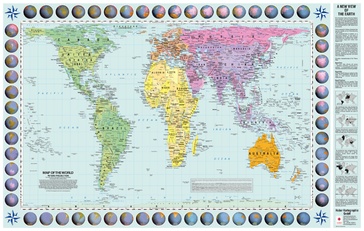 Wereldkaart World Peters Projectie poster | 83 x 52 cm | Huber Verlag