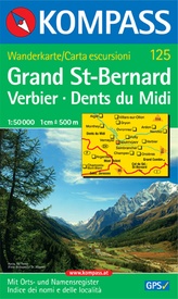 Wandelkaart 125 Grand St. Bernard - Grote Sint Bernhard | Kompass