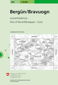 Wandelkaart - Topografische kaart 258 Bergün/Bravuogn | Swisstopo
