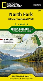 Wandelkaart 313 Topographic Map Guide North Fork: Glacier National Park | National Geographic