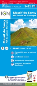 Wandelkaart - Topografische kaart 2432ETR Massif du Sancy / PNR Volcans d' Auvergne | IGN - Institut Géographique National