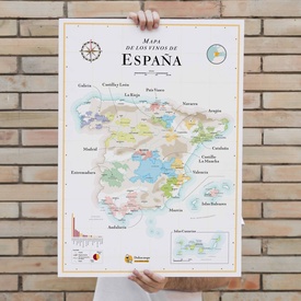 Wandkaart Espana mapa de los vinos | Wijnkaart van Spanje |  50 x 70 cm | La carte des vins