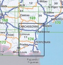 Fietskaart - Wegenkaart - landkaart 174 Carcassonnne - Béziers - Perpignan | IGN - Institut Géographique National