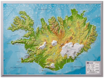 Wandkaart - Reliëfkaart IJsland met voelbaar 3D reliëf 42 x 30 cm | GeoRelief