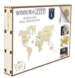 Wereldkaart van hout - Legpuzzel Wooden World Map Large | Wooden City