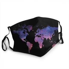 Mondkapje gezichtsmasker met wereldkaart zwart-paars