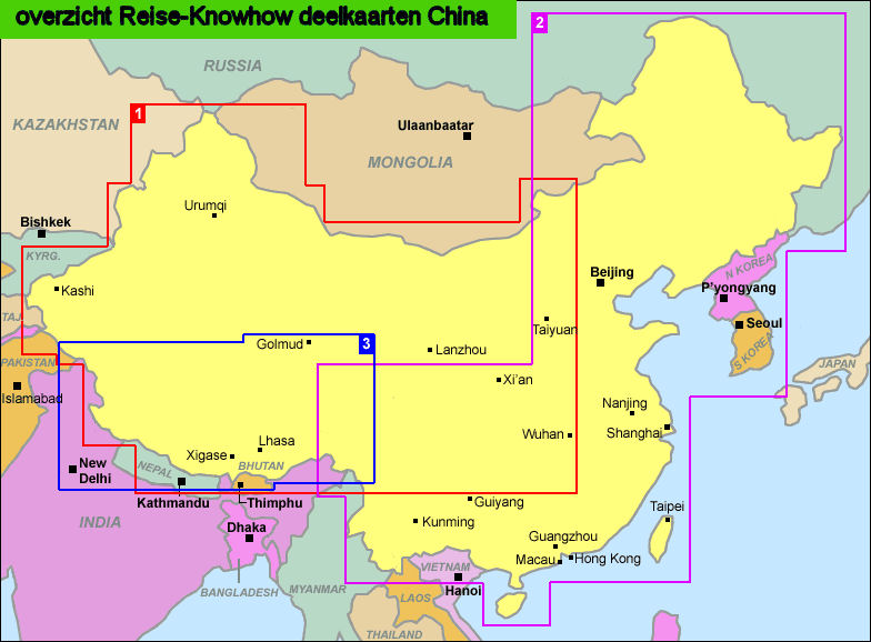 Overzicht Reise Knowhow regionale kaarten China